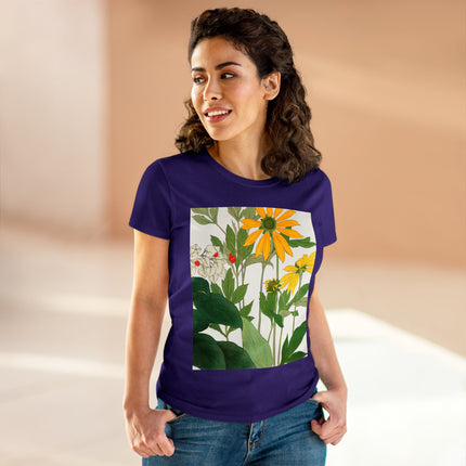 Clerodendrum & Rudbeckia Flower by Tanigami Kônan Women's Midweight Cotton Tee