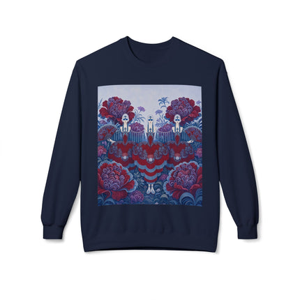🎭🌺 The Enchanted Garden Masquerade Trio Midweight Crewneck Sweatshirt – Art Deco Floral Elegance