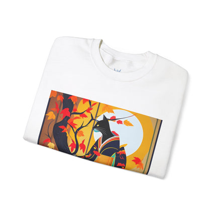 Black Cat in Kimono Unisex Heavy Blend™ Crewneck Sweatshirt