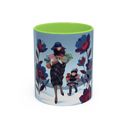 🎁🌺 The Christmas Gift Garden Stroll Colorful Mug – Art Deco Holiday Fantasy