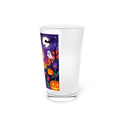 🌙🎃 The Moonlit Garden Masquerade Glass, 16oz – Floral Halloween Charm