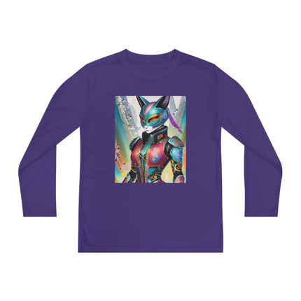Cyberpunk Chic Youth Long Sleeve Competitor Tee – Holographic Style & Futuristic Adventure