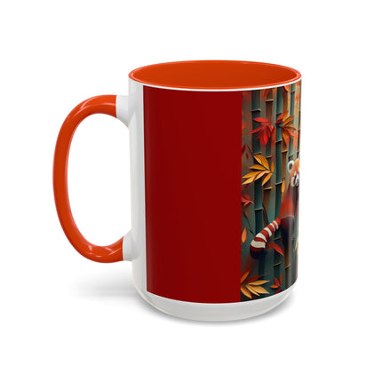 Red Panda at an Autumn Bamboo Grove Colorful Mugs (11oz, 15oz)