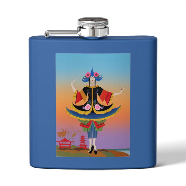 Kabuki Dancer at Twilight Flask – Elegant Performance & Vibrant Fantasy