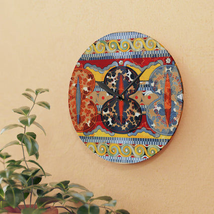 Reproduction of the Shield Frieze by Emile Gilliéron Acrylic Wall Clock, Round and Square