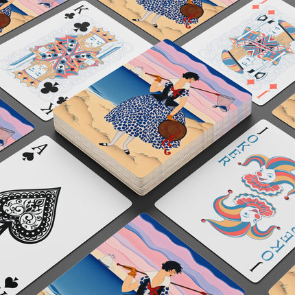 🎣🌊 The Lady Of The Seaside Catch Playing Cards – Art Deco Coastal Adventure