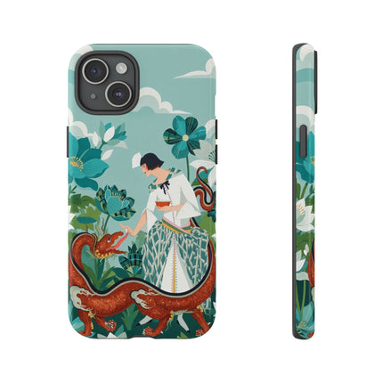 🐉🌿 The Dragon Keeper Phone Case – Art Deco Floral Fantasy