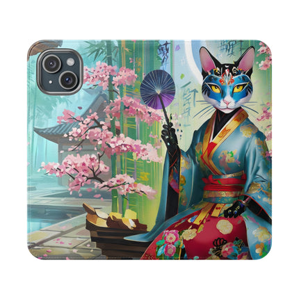 🌸✨ Cyberpunk Geisha Flip Case – Neon Elegance & Futuristic Grace