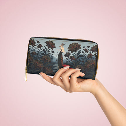 🌹🖤 The Crimson Nocturne Garden Wallet – Art Deco Floral Elegance