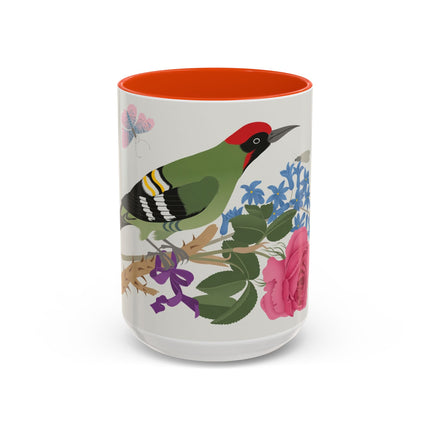 Woodpecker & Rose Colorful Mugs – Vibrant Spring & Bold Beauty