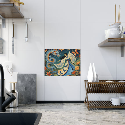 Fairy Waltz in the Butterfly Garden Ceramic Tile