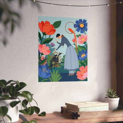 🦜🌺 The Garden Of Curious Birds Matte Vertical Poster – Art Deco Botanical Whimsy