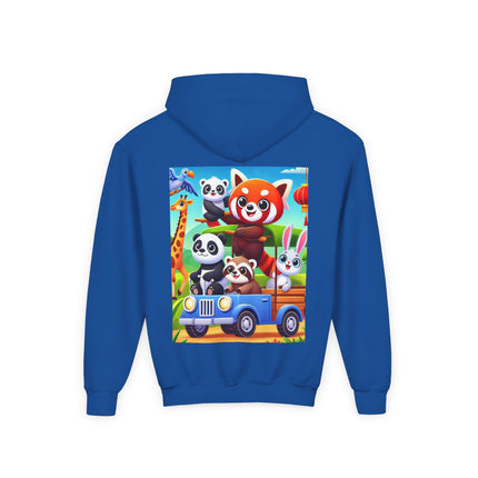 Safari Friends on the Move Youth Hooded Sweatshirt – Adventure, Friendship & Sunny Fun