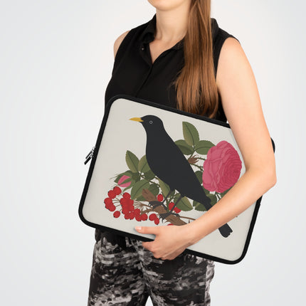 🐦🌹 Blackbird & Rose Laptop Sleeve – Timeless Beauty & Elegant Charm