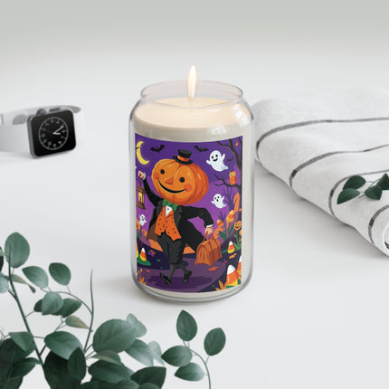 🎃🏮 The Pumpkin Gentleman’s Moonlit Stroll Scented Soy Candle – Whimsical Halloween Charm