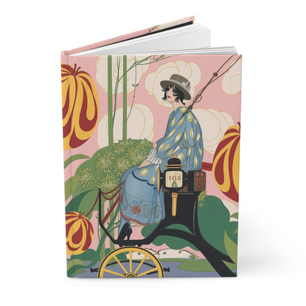 🌷🚕 The Lady Of The Enchanted Flower Garden Taxi Hardcover Journal – Art Deco Floral Whimsy