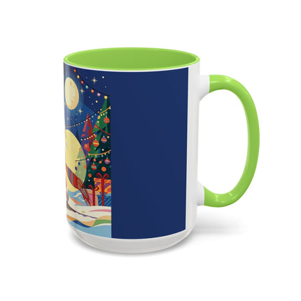 🌙🎿 The Moonlit Christmas Skier Colorful Mug – Whimsical Holiday Fantasy