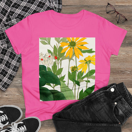 Clerodendrum & Rudbeckia Flower by Tanigami Kônan Women's Midweight Cotton Tee