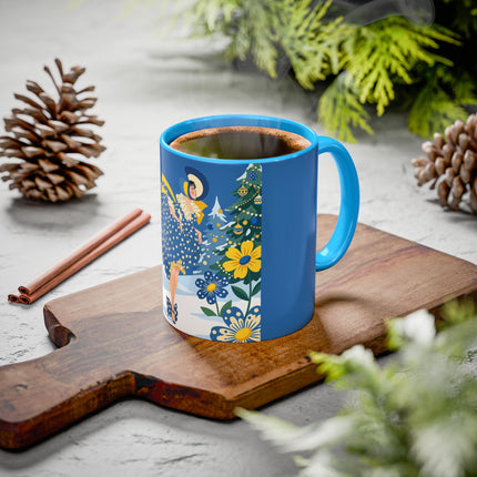 💙🌼 The Bluebell Christmas Promenade Colorful Mug – Art Deco Holiday Fantasy