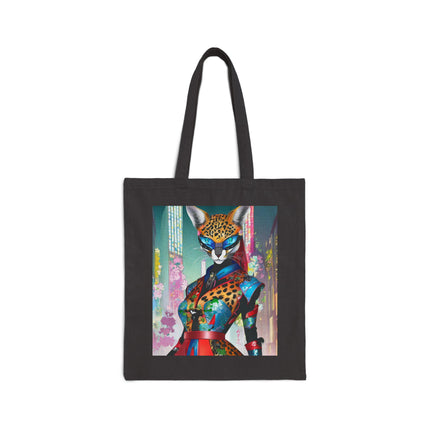 Cyber Cat Glamour Cotton Canvas Tote Bag