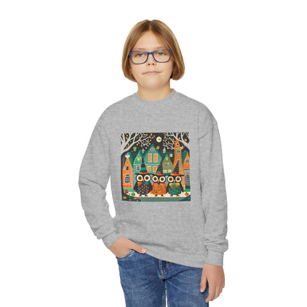Night of the Trick-or-Treating Owlets Youth Crewneck Sweatshirt