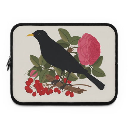 🐦🌹 Blackbird & Rose Laptop Sleeve – Timeless Beauty & Elegant Charm