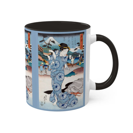 Japanese woman woodblock print by Keisai Eisen Colorful Mugs, 11oz