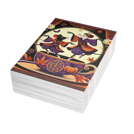 Theatrical Halloween Kabuki Mice on Teacup Postcards (envelopes included) - Bundles of 10, 30, 50 Pieces