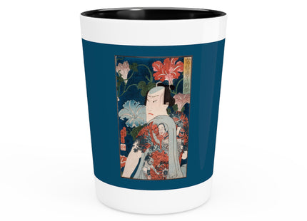 Modern Gallants with Morning Glories by Tsukioka Yoshitoshi Ceramic Shot Glass