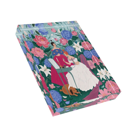 🌸💎 The Garden Of Little Treasures Acrylic Art Block – Art Deco Floral Elegance