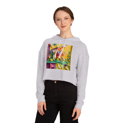 Origami Bicycle Women’s Cropped Hooded Sweatshirt