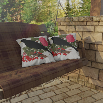Blackbird & Rose Outdoor Pillows – Timeless Elegance & Nature's Harmony