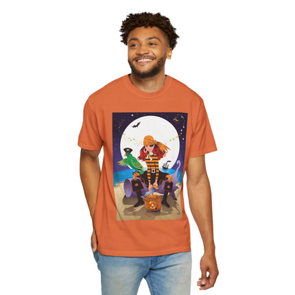 Moonlit Pirate Halloween Unisex Garment-Dyed T-shirt