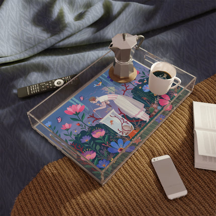 🐠🌸 The Enchanted Aquarium Garden Acrylic Serving Tray – Art Deco Underwater Fantasy