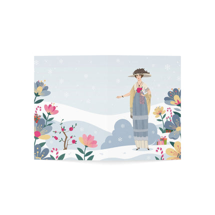 🌹❄️ The Lady Of The Winter Rose Greeting Card – Art Deco Holiday Elegance