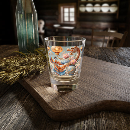 Golden Dragon & Lantern Lady Shot Glass – Imperial Dragon & Elegant Harmony
