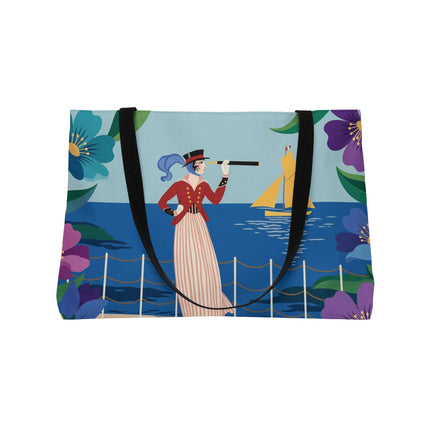🌊🔭 The Lady Of The Seaside Lookout Weekender Tote Bag – Art Deco Nautical Adventure
