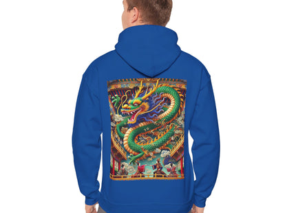 Tibetan Dragon Over Kabuki Duel – Heavy Blend™ Hooded Sweatshirt