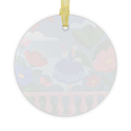 🌸🌿 The Lady Of The Blossoming Terrace Glass Ornament – Art Deco Floral Garden Elegance