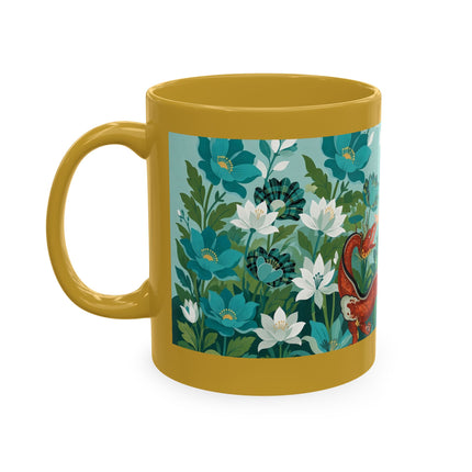 🐉🌿 The Lady & The Garden Dragon Ceramic Mug – Art Deco Botanical Whimsy