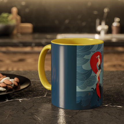 Siren of the Waves Colorful Mugs – Dramatic Sea Power & Bold Elegance