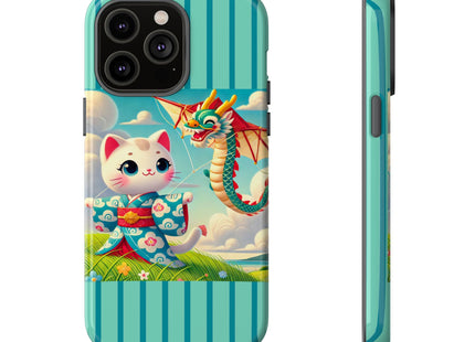 Geisha Kitten and the Dragon Kite Phone Cases
