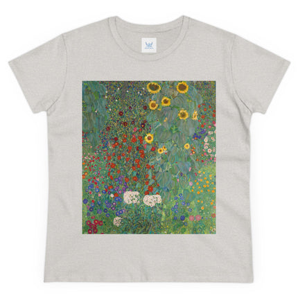 Farm Garden with Sunflowers by Gustav Klimt Women's Midweight Cotton Tee