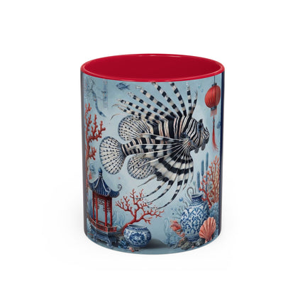 Lionfish & Lantern Colorful Mug – Mystical Ocean & Asian Harmony