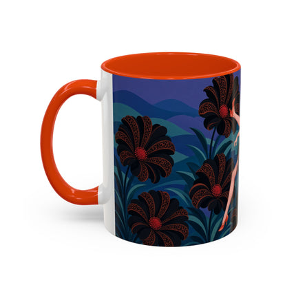 🖤🌺 The Midnight Floral Acrobat Colorful Mug – Art Deco Fashion Whimsy