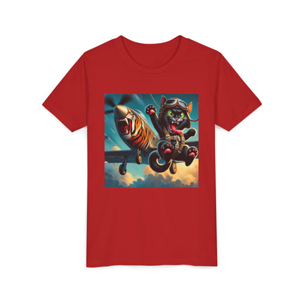 Parachuting Cat Commando Youth Short Sleeve Tee
