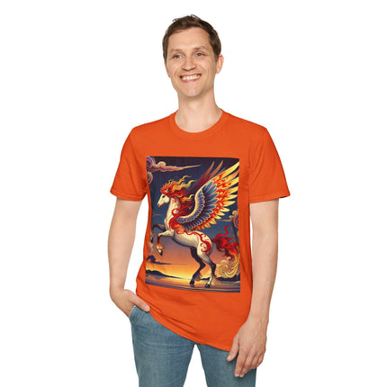 Flame-Winged Horse at Sunset Softstyle T-Shirt