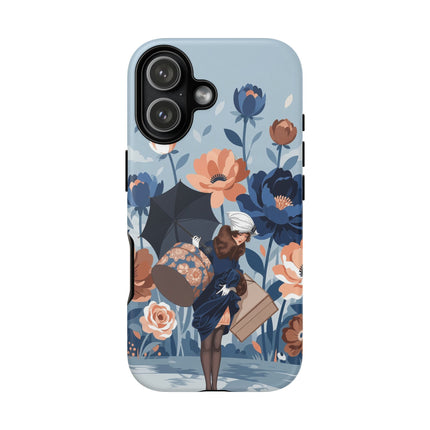 ☂️🌺 The Lady Of The Traveling Garden Phone Case – Art Deco Floral Adventure
