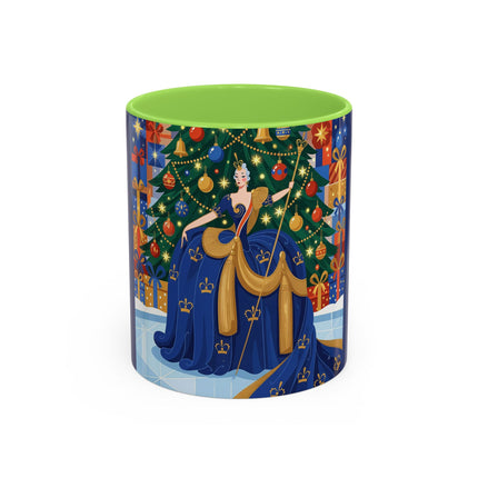 👑🎄 The Christmas Queen Of Golden Bells Colorful Mug – Art Deco Holiday Elegance