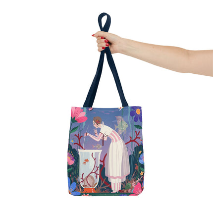 🐠🌸 The Lady Of The Enchanted Aquarium Tote Bag – Art Deco Garden Fantasy